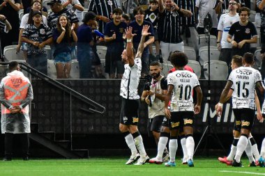Paulista Futbol Şampiyonası: Corinthians ve Ponte Preta. 12 Mart 2022, Sao Paulo, Brezilya: 2022 Paulista Futbol Şampiyonası 'nın 11. turu için geçerli olan Corinthians ve Ponte Preta arasındaki futbol maçı, Neo Quimica Arena Stadyumu' nda yapıldı.