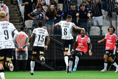 Paulista Futbol Şampiyonası: Corinthians ve Ponte Preta. 12 Mart 2022, Sao Paulo, Brezilya: 2022 Paulista Futbol Şampiyonası 'nın 11. turu için geçerli olan Corinthians ve Ponte Preta arasındaki futbol maçı, Neo Quimica Arena Stadyumu' nda yapıldı.