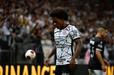 Paulista Futbol Şampiyonası: Corinthians ve Ponte Preta. 12 Mart 2022, Sao Paulo, Brezilya: 2022 Paulista Futbol Şampiyonası 'nın 11. turu için geçerli olan Corinthians ve Ponte Preta arasındaki futbol maçı, Neo Quimica Arena Stadyumu' nda yapıldı.