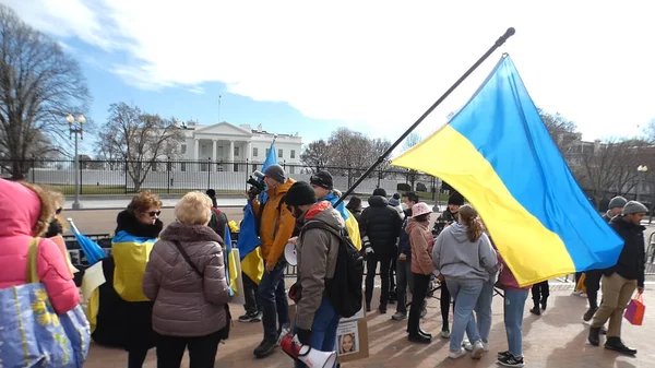 Ukrajinská Hlídka Demonstrace Před Bílým Domem Března 2022 Washington Maryland — Stock fotografie
