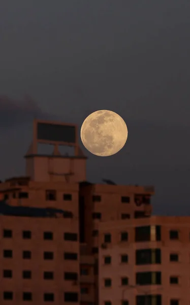 Luna Piena Illumina Cielo Gaza City Palestina Marzo 2022 Gaza — Foto Stock