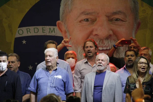 Bývalý Brazilský Prezident Luiz Inacio Lula Silva Podílí Přidružení Bývalého — Stock fotografie