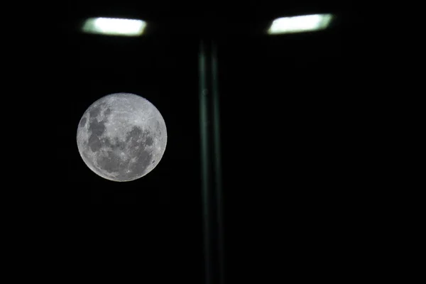 Luna Piena Visto Nel Cielo Maua Square Rio Janeiro Marzo — Foto Stock