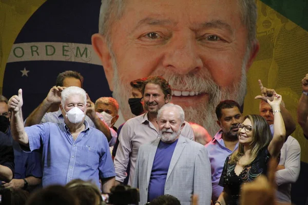 Bývalý Brazilský Prezident Luiz Inacio Lula Silva Podílí Přidružení Bývalého — Stock fotografie