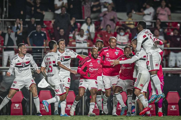 Paulista Futbol Şampiyonası çeyrek finalleri Sao Paulo, Sao Bernardo 'ya karşı. 22 Mart 2022, Sao Paulo, Brezilya: Sao Paulo ve Sao Bernardo arasındaki futbol maçı, Sao Paulo 'daki Morumbi Stadyumu' nda oynanan Paulista Futbol Şampiyonası için geçerlidir.