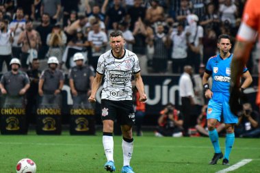 Paulista Futbol Şampiyonası - çeyrek final Korintliler ve Guarani. 24 Mart 2022, Sao Paulo, Brezilya: Neo Quimica Arena 'da yapılan Paulista Futbol Şampiyonası çeyrek finalleri için geçerli olan Corinthians ve Guarani arasındaki futbol maçı 