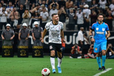 Paulista Futbol Şampiyonası - çeyrek final Korintliler ve Guarani. 24 Mart 2022, Sao Paulo, Brezilya: Neo Quimica Arena 'da yapılan Paulista Futbol Şampiyonası çeyrek finalleri için geçerli olan Corinthians ve Guarani arasındaki futbol maçı 