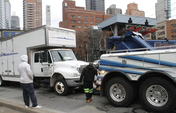 Перевантажена Вантажівка Зламалася Мосту Квінсборо Призвело Інтенсивного Руху Манхеттені Березня — стокове фото