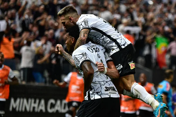 Paulista Futbol Şampiyonası - çeyrek final Korintliler ve Guarani. 24 Mart 2022, Sao Paulo, Brezilya: Neo Quimica Arena 'da yapılan Paulista Futbol Şampiyonası çeyrek finalleri için geçerli olan Corinthians ve Guarani arasındaki futbol maçı 