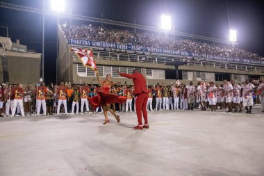 (Rio de Janeiro 'daki Marques da Sapucai' de Samba School Academicos do Salgueiro 'nun teknik geçit töreni. Rio de Janeiro Özel Karnaval Grubu 'ndan Akademisyenler do Salgueiro Samba Okulu teknik geçit töreni için Sapucai' ye döndüler.