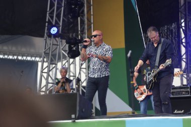 (Band Plebe Rude, Rock Brasil 40 Anos (SP) müzik festivalinde sahne aldı. 27 Mart 2022, Sao Paulo, Brezilya: Band Plebe Rude, Rock Brasil 40 Anos, Latin Amerika Memorial, Sao Paulo 'da 27 Pazar günü sahne alacak.)