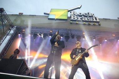 Band Biquini Cavadao, Brezilya 'nın Sao Paulo şehrinde düzenlenen Rock Müzik Festivali' nde sahne aldı. 27 Mart 2022, Sao Paulo, Brezilya: Band Biquini Cavadao, Latin Amerika Memorial, Sao Paulo 'da 