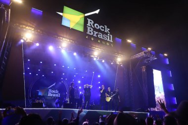 Band Biquini Cavadao, Brezilya 'nın Sao Paulo şehrinde düzenlenen Rock Müzik Festivali' nde sahne aldı. 27 Mart 2022, Sao Paulo, Brezilya: Band Biquini Cavadao, Latin Amerika Memorial, Sao Paulo 'da 