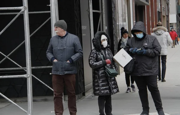 Nova Iorquinos Enfrentaram Forte Clima Frio Março 2022 Nova York — Fotografia de Stock