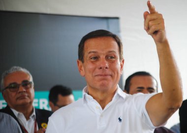 Hükümet ve Sao Paulo Belediyesi Grajau bölgesinde viyadük çalışmaları yapıyor. 29 Mart 2022, Sao Paulo, Brezilya: Sao Paulo Valisi, Joao Doria ve Belediye Başkanı Ricardo Nunes Nathalia Pereira 'daki eserlerin teslim töreninde 