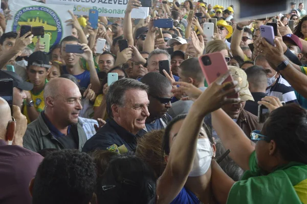 Президент Бразилии Хаир Болсонаро Время Открытия Железнодорожной Станции Парнамириме Штат — стоковое фото