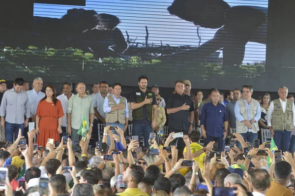 Brazilský Prezident Jair Bolsonaro Během Slavnostního Otevření Vlakového Nádraží Parnamirimu — Stock fotografie