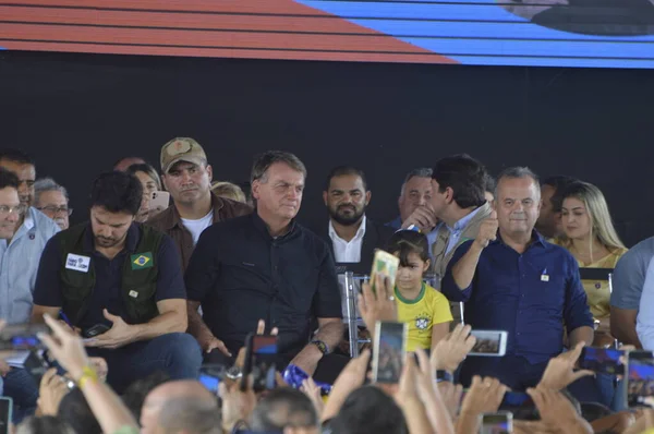 Brazilský Prezident Jair Bolsonaro Během Slavnostního Otevření Vlakového Nádraží Parnamirimu — Stock fotografie