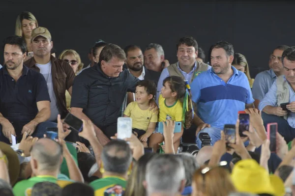 Prezydent Brazylii Jair Bolsonaro Podczas Inauguracji Stacji Kolejowej Parnamirim Stanie — Zdjęcie stockowe