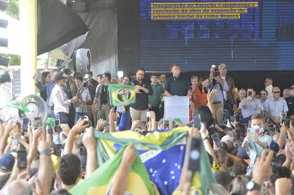Presidente Brasiliano Jair Bolsonaro Durante Inaugurazione Una Stazione Ferroviaria Parnamirim — Foto Stock
