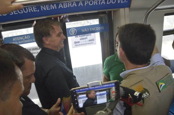 Presidente Brasiliano Jair Bolsonaro Durante Inaugurazione Una Stazione Ferroviaria Parnamirim — Foto Stock