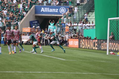 Paulista Futbol Şampiyonası - Finaller: Palmeiras Sao Paulo 'ya karşı. 3 Nisan 2022, Sao Paulo, Brezilya: Sao Paulo 'daki Allianz Parque Stadyumu' nda yapılan Paulista Futbol Şampiyonası finali için geçerli olan Palmeiras ile Sao Paulo arasında futbol maçı