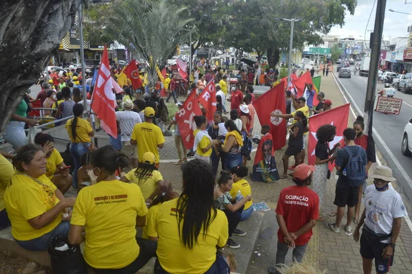 시위대는 나탈에서 브라질 대통령 Jair Bolsonaro 정부에 반대하는 시위를 벌였다 — 스톡 사진