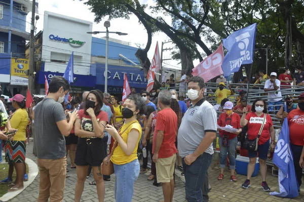 Demonstratörer Protesterar Mot Den Brasilianska Presidenten Jair Bolsonaros Regering Natal — Stockfoto