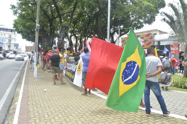 Manifestantes Protestan Contra Gobierno Del Presidente Brasileño Jair Bolsonaro Natal —  Fotos de Stock