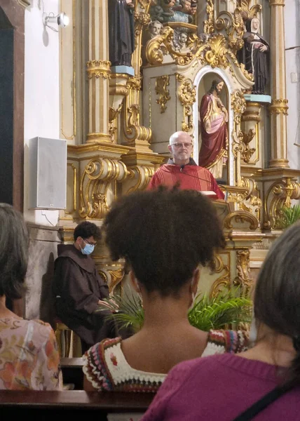 Messe Dominicale Ramos Est Célébrée Dans Paroisse San Francisco Assis — Photo