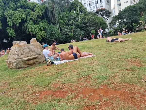 Sao Paulo Daki Augusta Park Belediye Başkanı Bruno Covas Halk — Stok fotoğraf