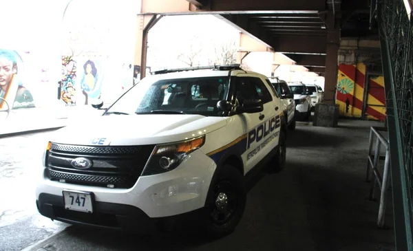 Polícia Patrulha Centro Comando Criado Harlem Para Combater Crime Tiros — Fotografia de Stock