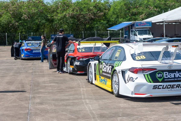 Подготовка Монтаж Автомобилей Третьей Очереди Stock Car Rio Janeiro Апреля — стоковое фото