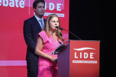 Sao Paulo Joao Doria 'nın eski valisi ile İş Liderleri Grubu' nda öğle yemeği tartışması. 11 Nisan 2022, Sao Paulo, Brezilya: Sao Paulo 'nun eski valisi Joao Doria Lide' de bir tartışmaya katıldı (İş Liderleri Grubu))