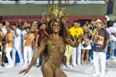 Rio de Janeiro Karnavalı için Unidos Viradouro 'nun teknik provaları. 10 Nisan 2022, Rio de Janeiro, Brezilya: Unidos do Viradouro, 2020 karnavalı şampiyonu, Sapucai 'deki teknik provaların sezonunu Pazar günü sona erdirdi (10).)