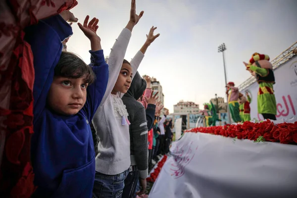 Arap Yetimler Günü Gazze Kahvaltıyla Kutlandı Nisan 2022 Gazze Filistin — Stok fotoğraf