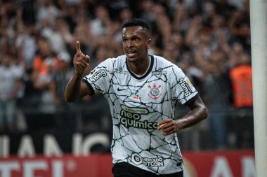 Libertadores Futbol Kupası - Grup Sahnesi: Korintliler ve Deportivo Cali (Kolombiya). 13 Nisan 2022, Sao Paulo, Brezilya: Corinthians ve Deportivo Cali (Kolombiya) arasında oynanan futbol maçı, Libertadores Futbol Kupası 2022 'nin ikinci turu için geçerlidir.