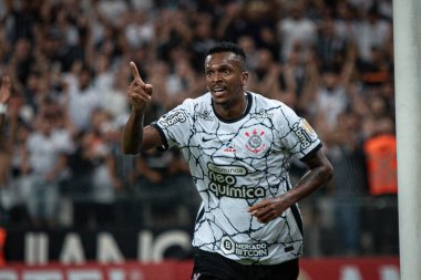 Libertadores Futbol Kupası - Grup Sahnesi: Korintliler ve Deportivo Cali (Kolombiya). 13 Nisan 2022, Sao Paulo, Brezilya: Corinthians ve Deportivo Cali (Kolombiya) arasında oynanan futbol maçı, Libertadores Futbol Kupası 2022 'nin ikinci turu için geçerlidir.