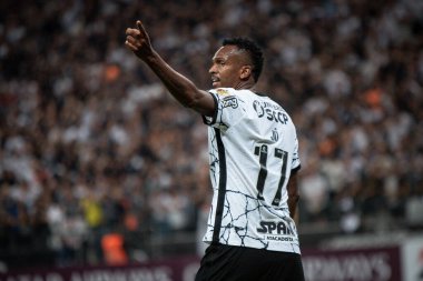 Libertadores Futbol Kupası - Grup Sahnesi: Korintliler ve Deportivo Cali (Kolombiya). 13 Nisan 2022, Sao Paulo, Brezilya: Corinthians ve Deportivo Cali (Kolombiya) arasında oynanan futbol maçı, Libertadores Futbol Kupası 2022 'nin ikinci turu için geçerlidir.