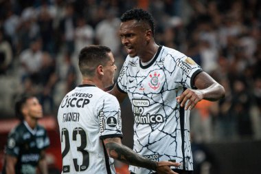 Libertadores Futbol Kupası - Grup Sahnesi: Korintliler ve Deportivo Cali (Kolombiya). 13 Nisan 2022, Sao Paulo, Brezilya: Corinthians ve Deportivo Cali (Kolombiya) arasında oynanan futbol maçı, Libertadores Futbol Kupası 2022 'nin ikinci turu için geçerlidir.