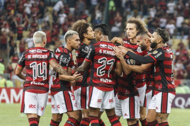Libertadores Futbol Kupası - Grup aşaması: Flamengo Talleres 'e karşı (Arjantin). 12 Nisan 2022, Rio de Janeiro, Brezilya: Flamengo ve Talleres (Arjantin) arasındaki futbol maçı, Libertadores Futbol Kupası H Grubu 'nun ikinci turu için geçerlidir.