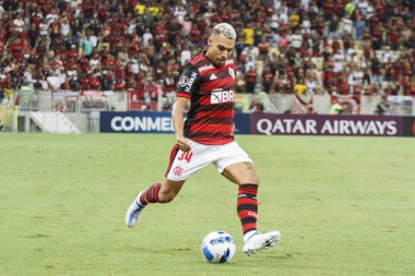 Libertadores Futbol Kupası - Grup aşaması: Flamengo Talleres 'e karşı (Arjantin). 12 Nisan 2022, Rio de Janeiro, Brezilya: Flamengo ve Talleres (Arjantin) arasındaki futbol maçı, Libertadores Futbol Kupası H Grubu 'nun ikinci turu için geçerlidir.