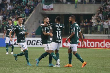 Libertadores Futbol Kupası - Grup aşaması: Palmeiras ve Independiente Petrolero (Bolivya). 12 Nisan 2022, Sao Paulo, Brezilya: Libertadores A Grubu 'nun ikinci turu için geçerli olan Palmeiras ve Independiente Petrolero (Bolivya) arasındaki futbol maçı 