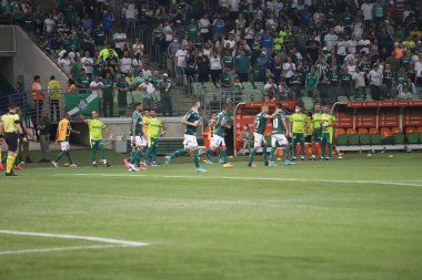 Libertadores Futbol Kupası - Grup aşaması: Palmeiras ve Independiente Petrolero (Bolivya). 12 Nisan 2022, Sao Paulo, Brezilya: Libertadores A Grubu 'nun ikinci turu için geçerli olan Palmeiras ve Independiente Petrolero (Bolivya) arasındaki futbol maçı 