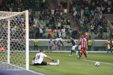 Libertadores Futbol Kupası - Grup aşaması: Palmeiras ve Independiente Petrolero (Bolivya). 12 Nisan 2022, Sao Paulo, Brezilya: Libertadores A Grubu 'nun ikinci turu için geçerli olan Palmeiras ve Independiente Petrolero (Bolivya) arasındaki futbol maçı 