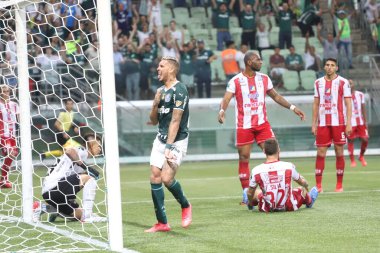 Libertadores Futbol Kupası - Grup aşaması: Palmeiras ve Independiente Petrolero (Bolivya). 12 Nisan 2022, Sao Paulo, Brezilya: Libertadores A Grubu 'nun ikinci turu için geçerli olan Palmeiras ve Independiente Petrolero (Bolivya) arasındaki futbol maçı 