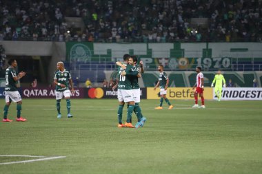Libertadores Futbol Kupası - Grup aşaması: Palmeiras ve Independiente Petrolero (Bolivya). 12 Nisan 2022, Sao Paulo, Brezilya: Libertadores A Grubu 'nun ikinci turu için geçerli olan Palmeiras ve Independiente Petrolero (Bolivya) arasındaki futbol maçı 