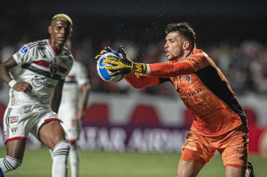 Sudamericana Futbol Kupası - Grup Sahnesi: Sao Paulo and Everton (Şili). 14 Nisan 2022, Sao Paulo, Brezilya: Sao Paulo ve Everton (Şili) arasındaki futbol maçı, Morumbi Stadyumu 'nda düzenlenen Sudamericana Futbol Kupası - Grup Sahnesi' nin ikinci turu için geçerlidir.