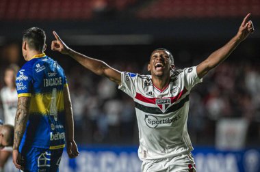 Sudamericana Futbol Kupası - Grup Sahnesi: Sao Paulo and Everton (Şili). 14 Nisan 2022, Sao Paulo, Brezilya: Sao Paulo ve Everton (Şili) arasındaki futbol maçı, Morumbi Stadyumu 'nda düzenlenen Sudamericana Futbol Kupası - Grup Sahnesi' nin ikinci turu için geçerlidir.