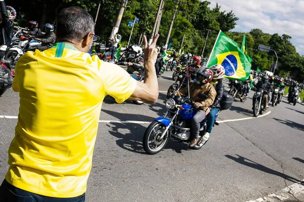 Президент Бразилии Участвует Мотоцикле Страстной Пятницы Сан Паулу Апреля 2022 — стоковое фото